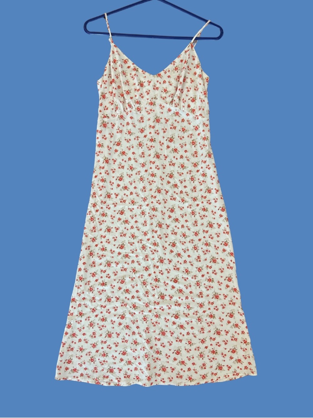 Reformation Slip Dress with Red Floral Print